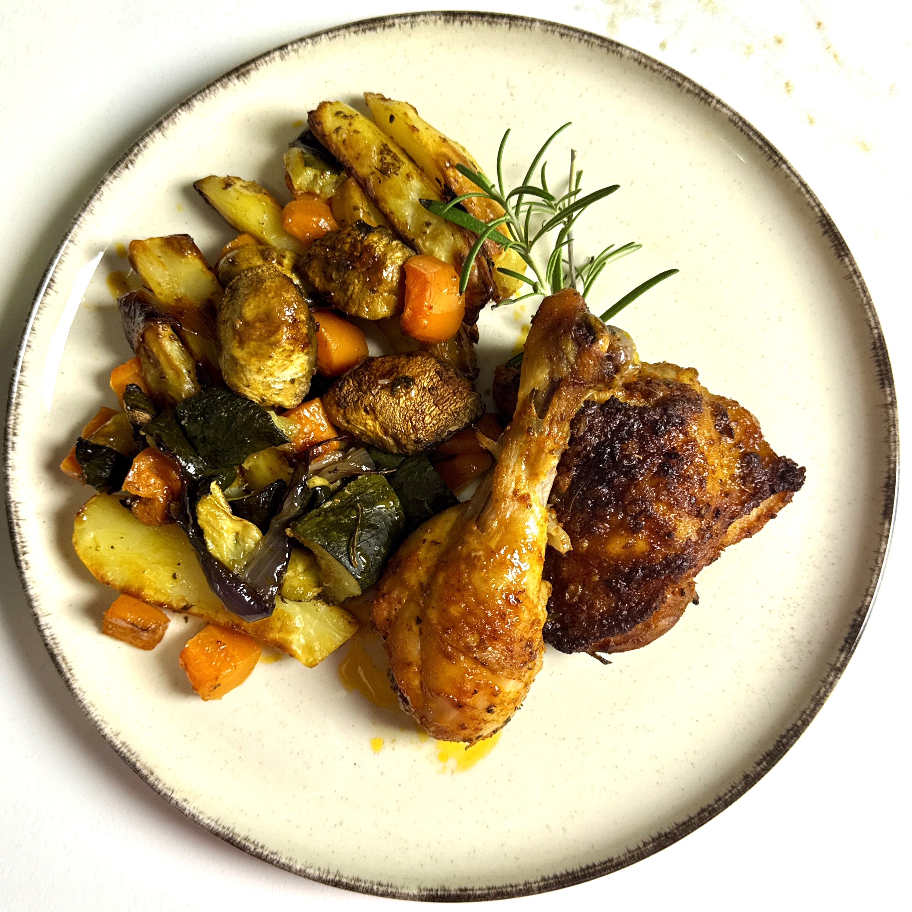 Pieczone podudzia z kurczaka z warzywami